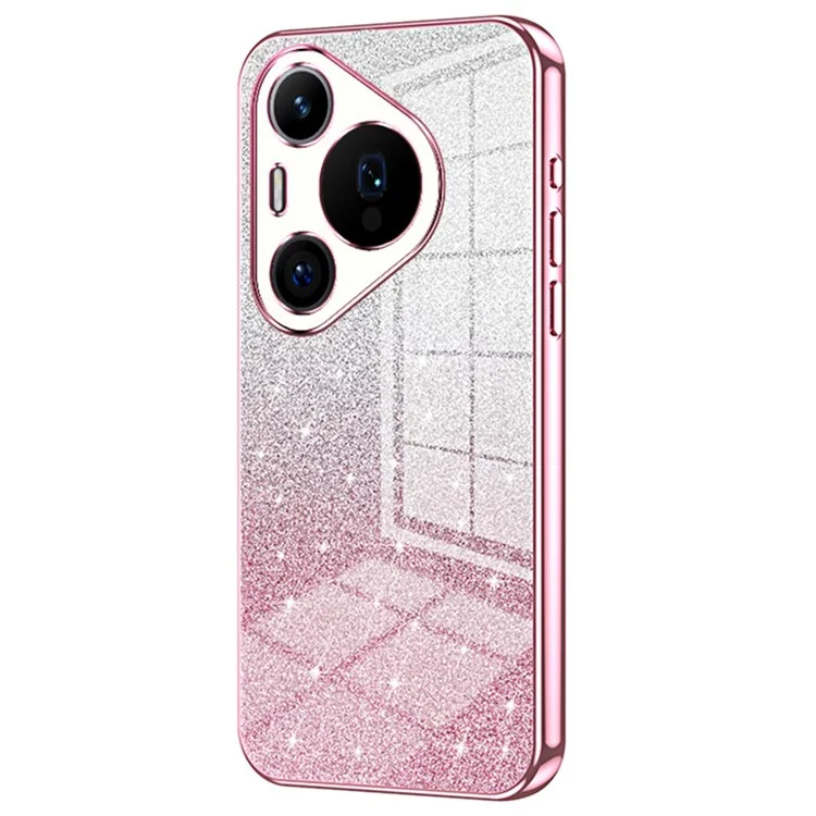 Для Huawei Pura 70 Pro / Pura 70 Pro+ Электрохимический чехол для сотовых телефонов с градиентным блеском и TPU - Розовый