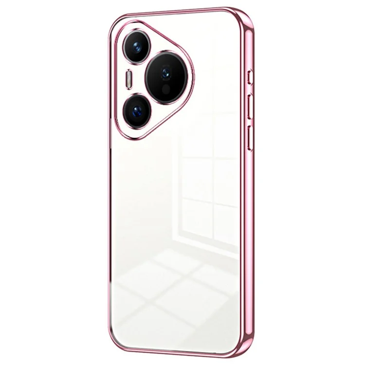 For Huawei Pura 70 Case TPU Transparency Electroplating Phone Cover - Pink