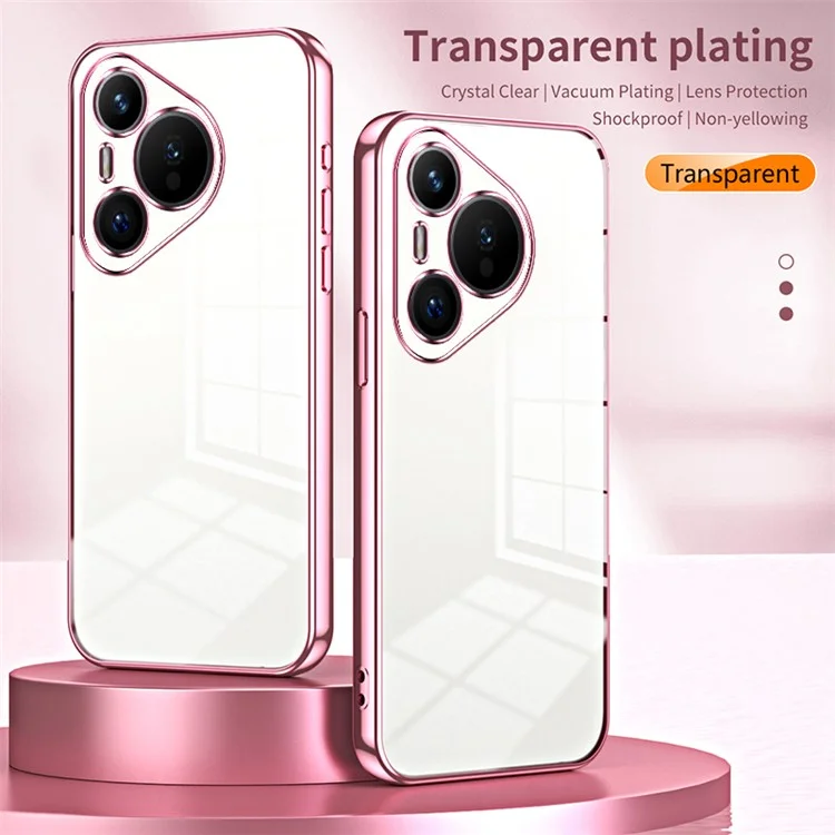 For Huawei Pura 70 Case TPU Transparency Electroplating Phone Cover - Pink