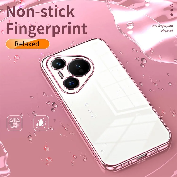 For Huawei Pura 70 Case TPU Transparency Electroplating Phone Cover - Pink