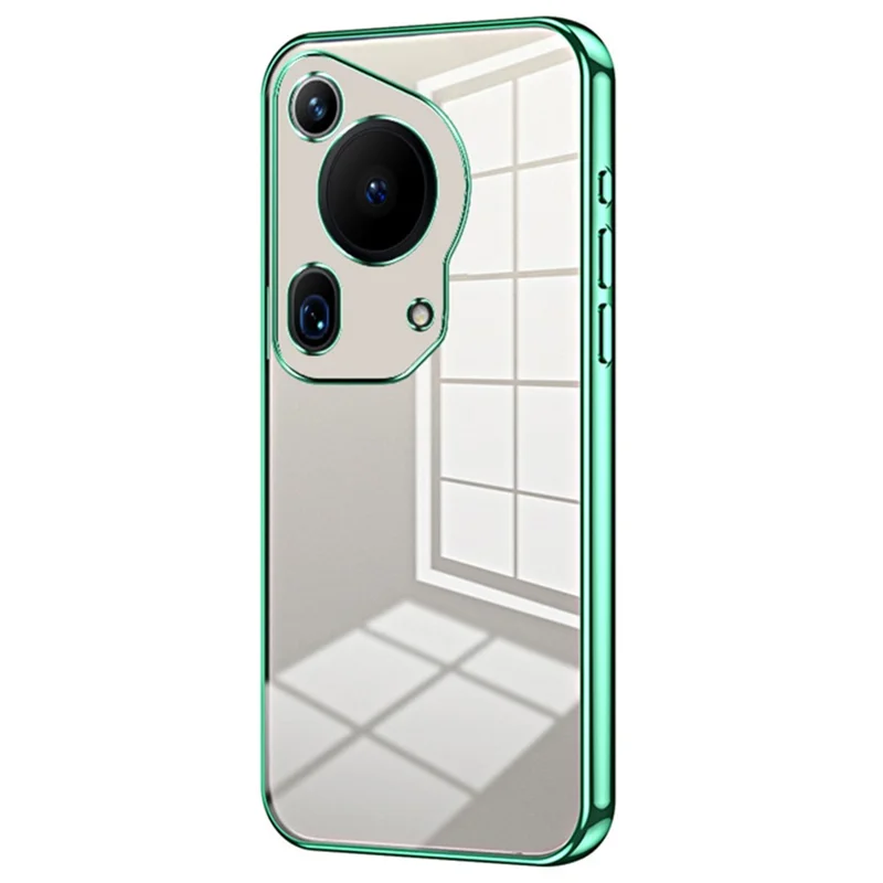 For Huawei Pura 70 Ultra Case TPU Shockproof Clear Phone Cover Electroplating Frame - Green