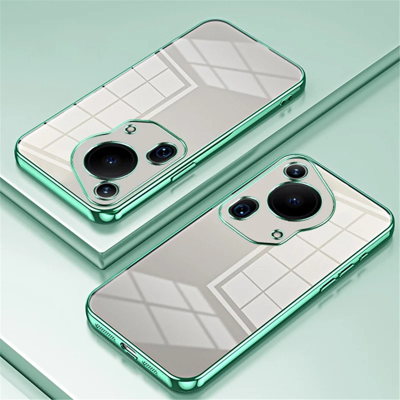 For Huawei Pura 70 Ultra Case TPU Shockproof Clear Phone Cover Electroplating Frame - Green