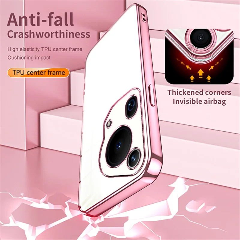 For Huawei Pura 70 Ultra Case TPU Shockproof Clear Phone Cover Electroplating Frame - Green