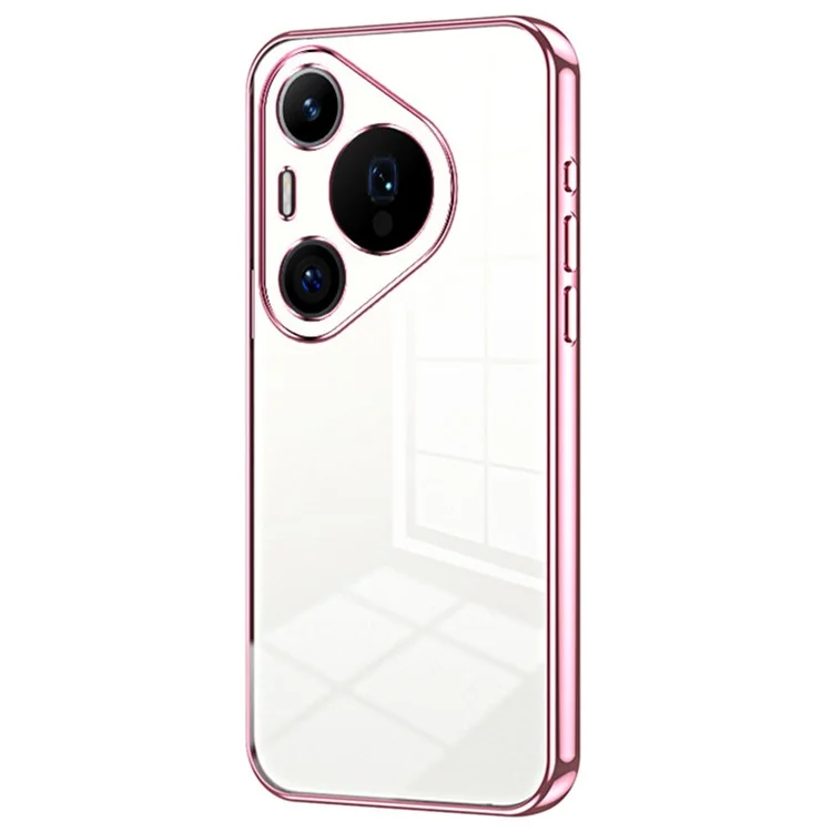 Для Huawei Pura 70 Pro / Pura 70 Pro+ Чехол Цветная рамка Гальваническое покрытие TPU Чехол для телефона - Розовый