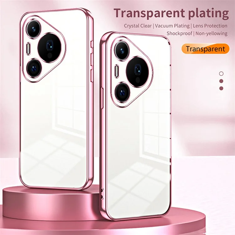 Для Huawei Pura 70 Pro / Pura 70 Pro+ Чехол Цветная рамка Гальваническое покрытие TPU Чехол для телефона - Розовый