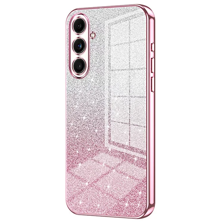 Para Samsung Galaxy F55 5G / C55 5G / M55 5G Glitter Cell Phone Case Gradient Electroplated TPU Cover - Pink