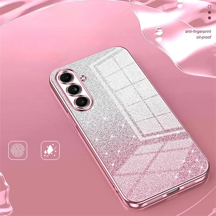Para Samsung Galaxy F55 5G / C55 5G / M55 5G Glitter Cell Phone Case Gradient Electroplated TPU Cover - Pink