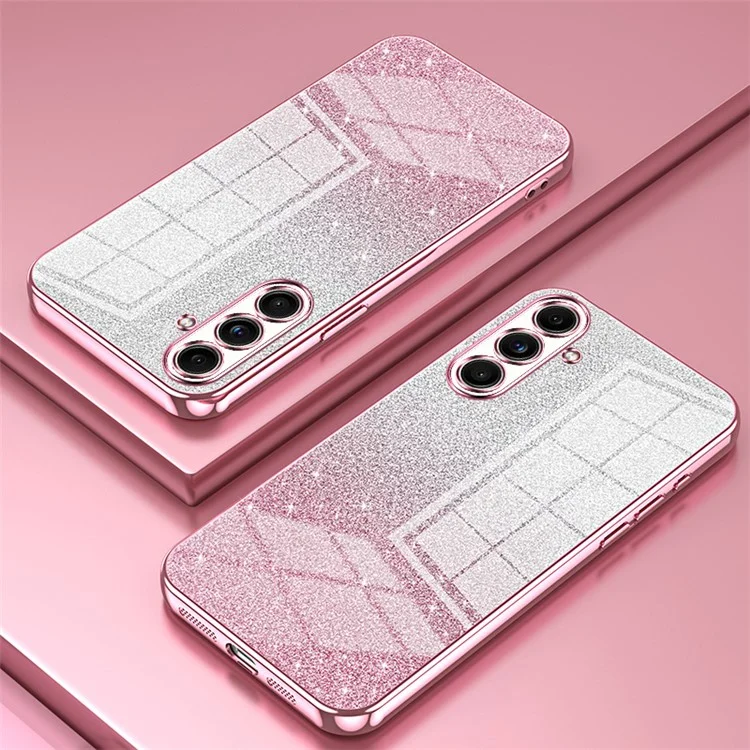 Para Samsung Galaxy F55 5G / C55 5G / M55 5G Glitter Cell Phone Case Gradient Electroplated TPU Cover - Pink