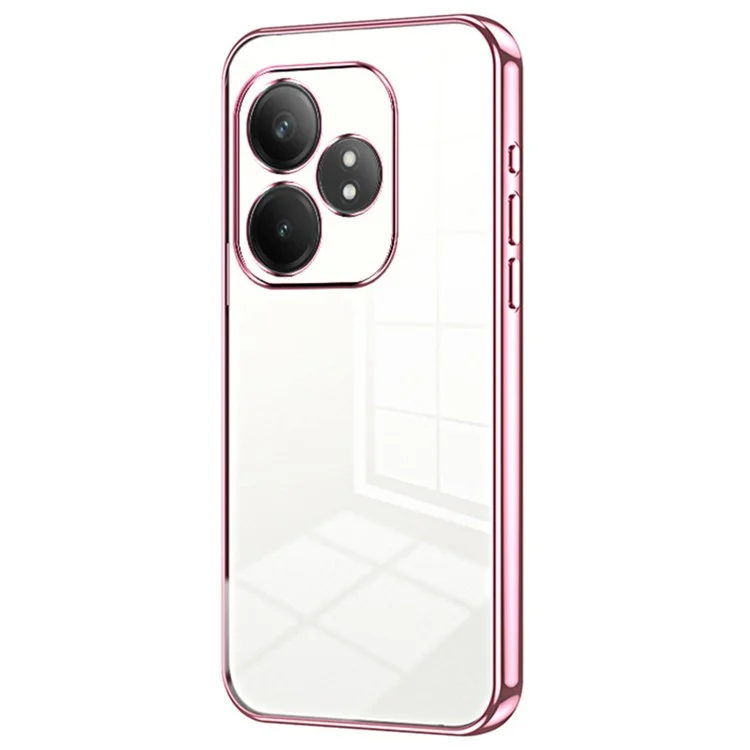 Pour Realme GT Neo6 SE 5G Case Crystal Clear Back Electroplating TPU Phone Cover - Pink