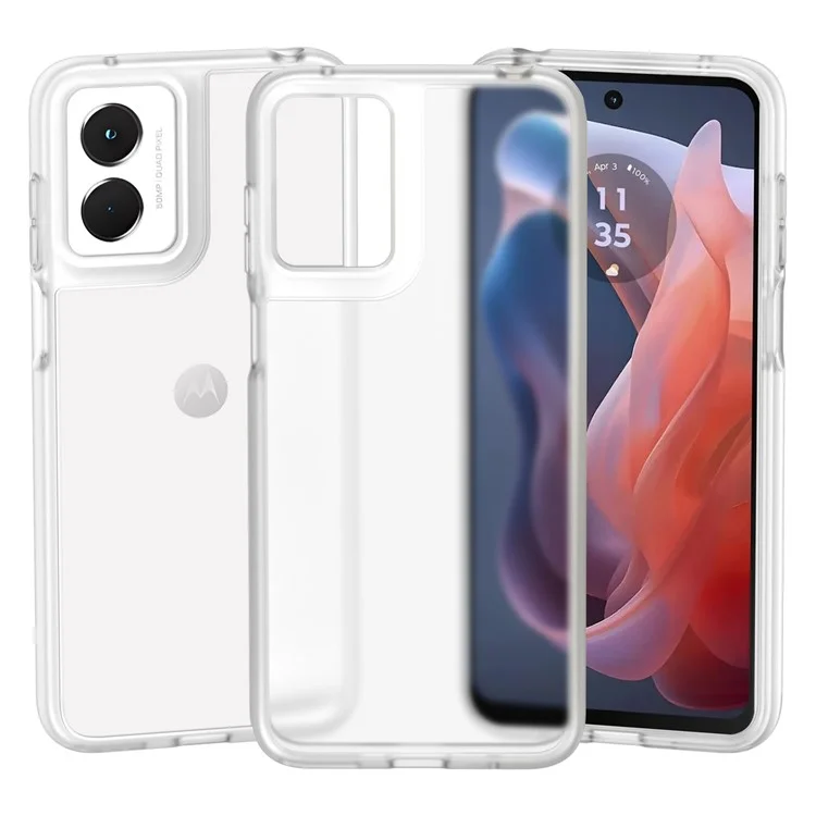 For Motorola Moto G Play (2024) 4G Case Matte Anti-Fingerprint TPU+PC Skin-Touch Phone Cover - Transparent White
