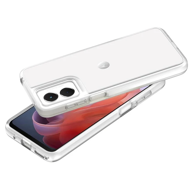 For Motorola Moto G Play (2024) 4G Case Matte Anti-Fingerprint TPU+PC Skin-Touch Phone Cover - Transparent White