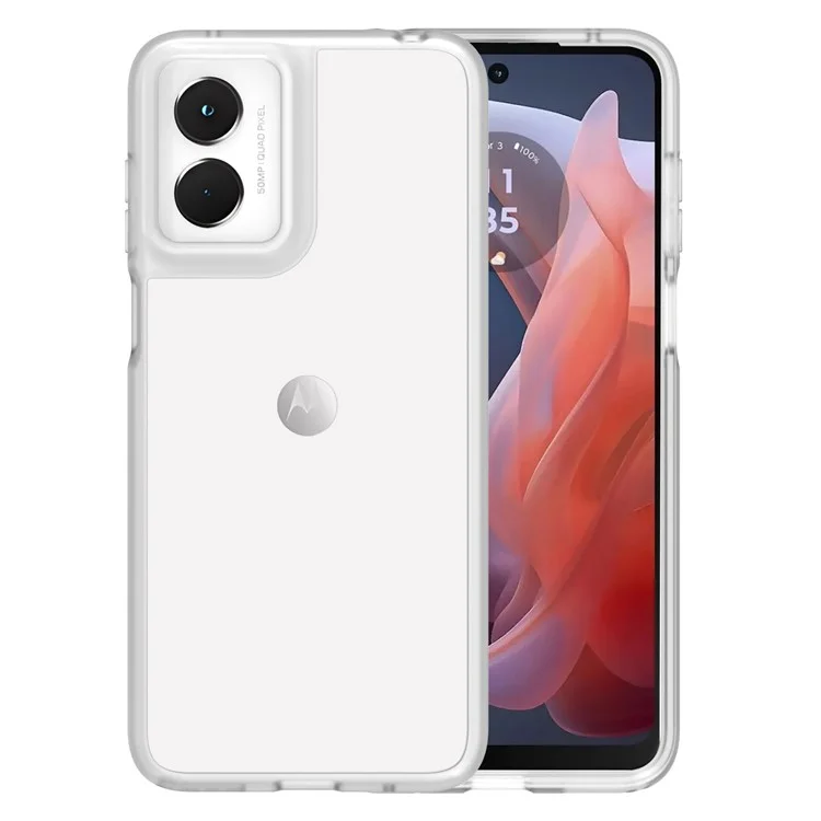 For Motorola Moto G Play (2024) 4G Case Matte Anti-Fingerprint TPU+PC Skin-Touch Phone Cover - Transparent White