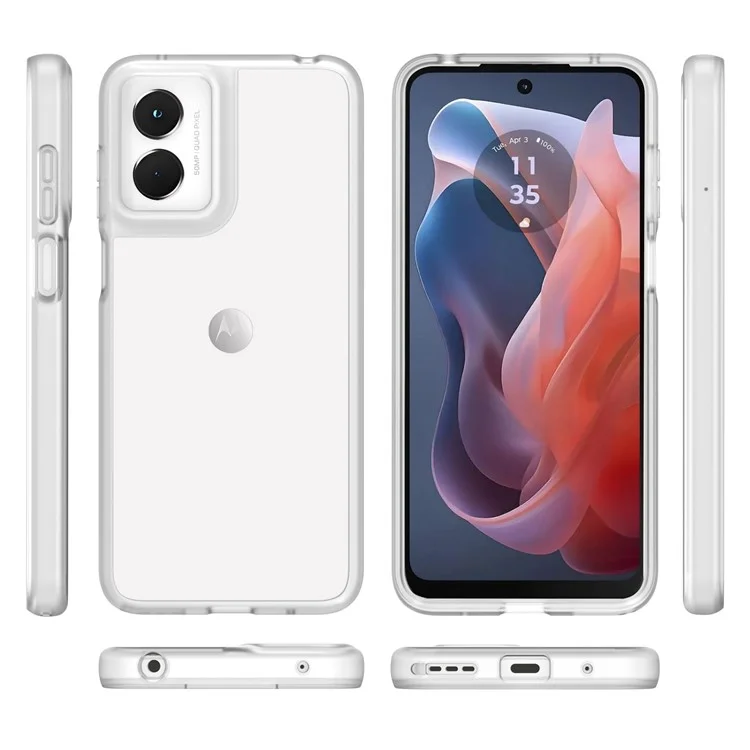 For Motorola Moto G Play (2024) 4G Case Matte Anti-Fingerprint TPU+PC Skin-Touch Phone Cover - Transparent White