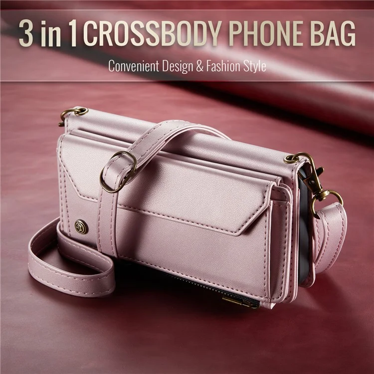 CASEME C36 Series для iPhone 6 / 6s / 7 / 8 / SE (2020) / SE (2022) Чехол Кожаная сумка Чехол для телефона RFID-блокировка - Розовый