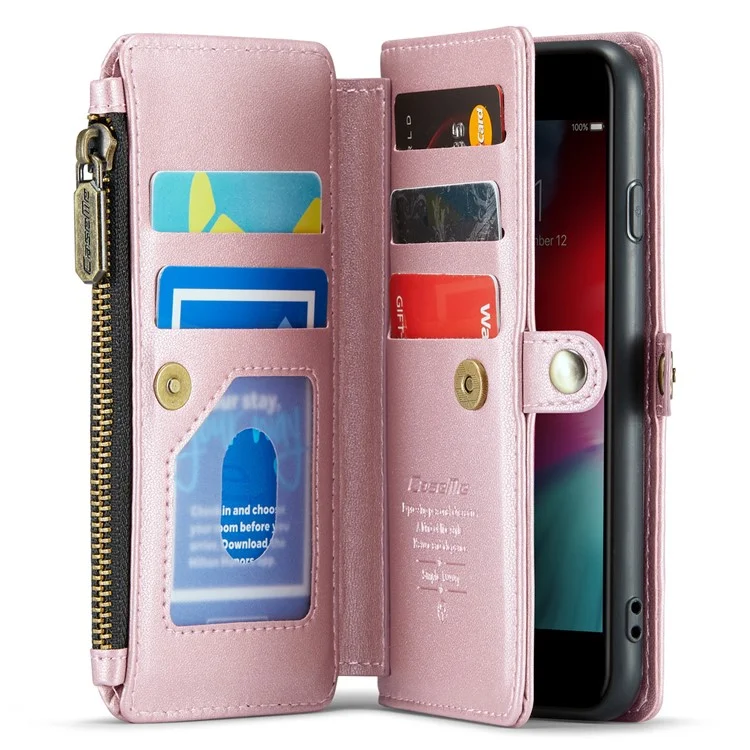 CASEME C36 Series для iPhone 6 / 6s / 7 / 8 / SE (2020) / SE (2022) Чехол Кожаная сумка Чехол для телефона RFID-блокировка - Розовый
