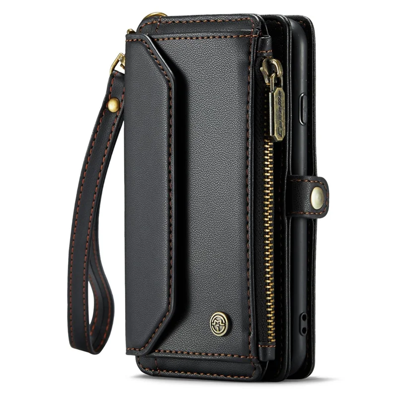 CASEME C36 Series Per iPhone X / XS Custodia a Tracolla RFID Blocking in Pelle PU con Zip - Nero