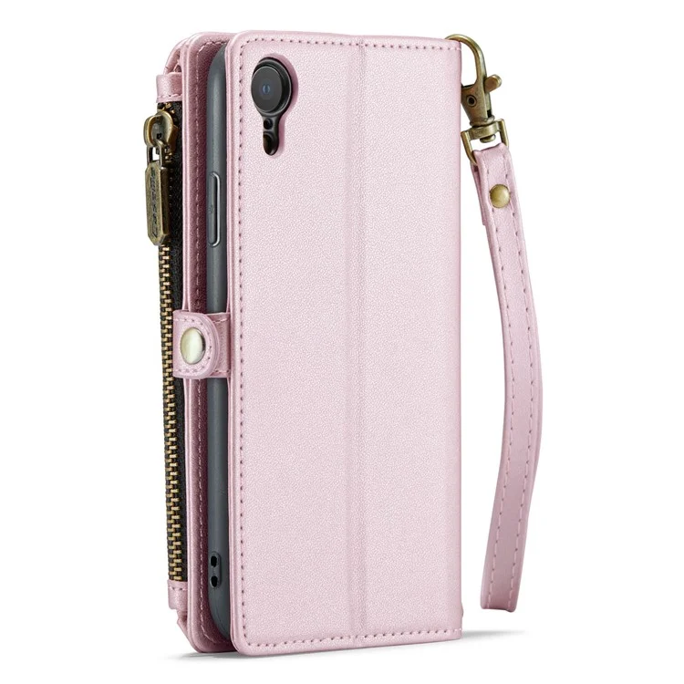 CASEME C36 Serie für iPhone XR Hülle Reißverschlusstaschen Geldbörse RFID-blockierend PU-Leder Handyhülle - Pink