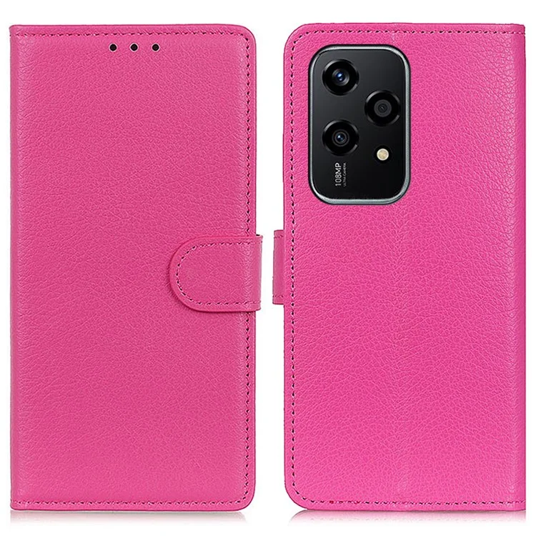 Чехол-бумажник For Honor 200 Lite Litchi Grain Leather Phone Cover - Rose