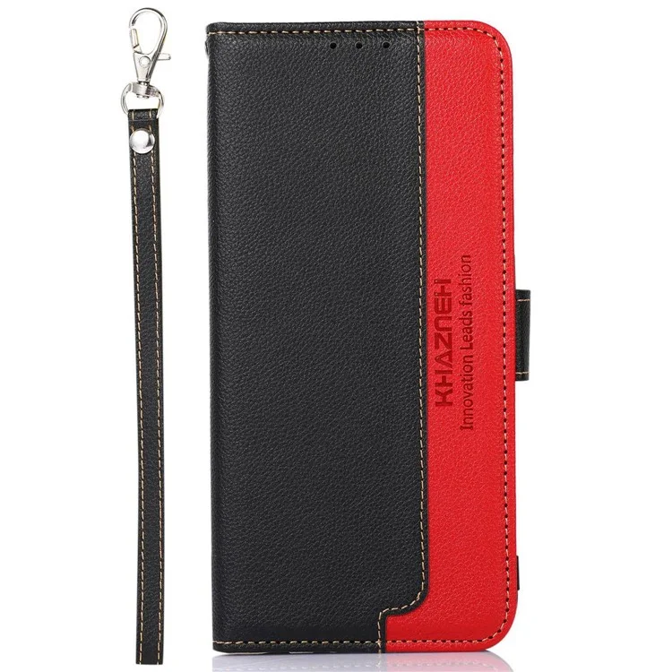 КHАЗНЕH For Honor 200 Lite Case Leather Wallet Phone Cover Litchi Texture RFID Blocking - Черный