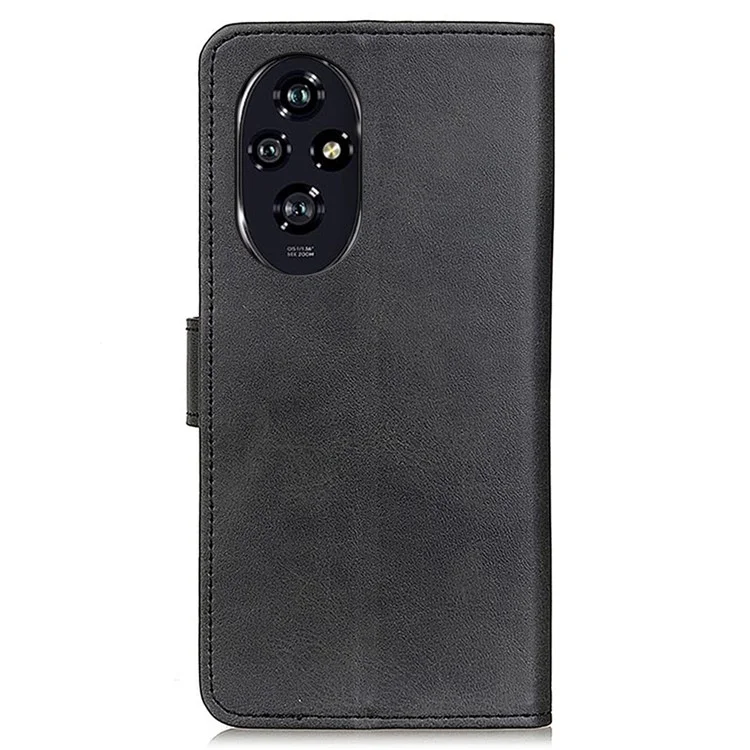 For Honor 200 Pro 5G Case Folio Stand View Leather Phone Cover Cowhide Texture - Schwarz