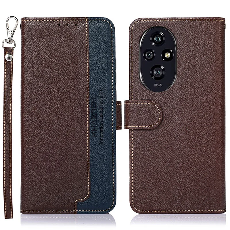 KHAZNEH For Honor 200 5G Case Leather Phone Cover with RFID Blocking Wallet - Brown