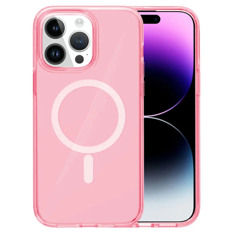 For iPhone 15 Pro Max Case Compatible with MagSafe PC+TPU Phone Protection Cover (MOQ: 100) - Transparent Pink