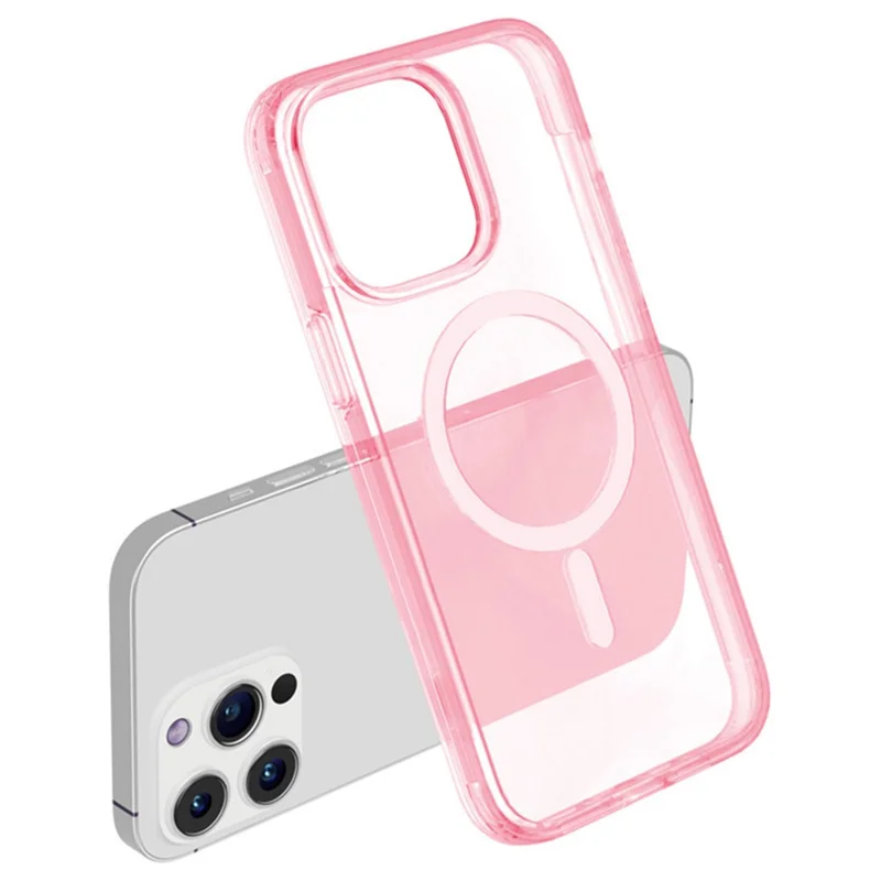For iPhone 15 Pro Max Case Compatible with MagSafe PC+TPU Phone Protection Cover (MOQ: 100) - Transparent Pink
