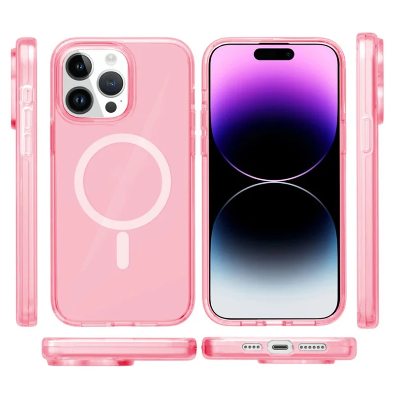 For iPhone 15 Pro Max Case Compatible with MagSafe PC+TPU Phone Protection Cover (MOQ: 100) - Transparent Pink