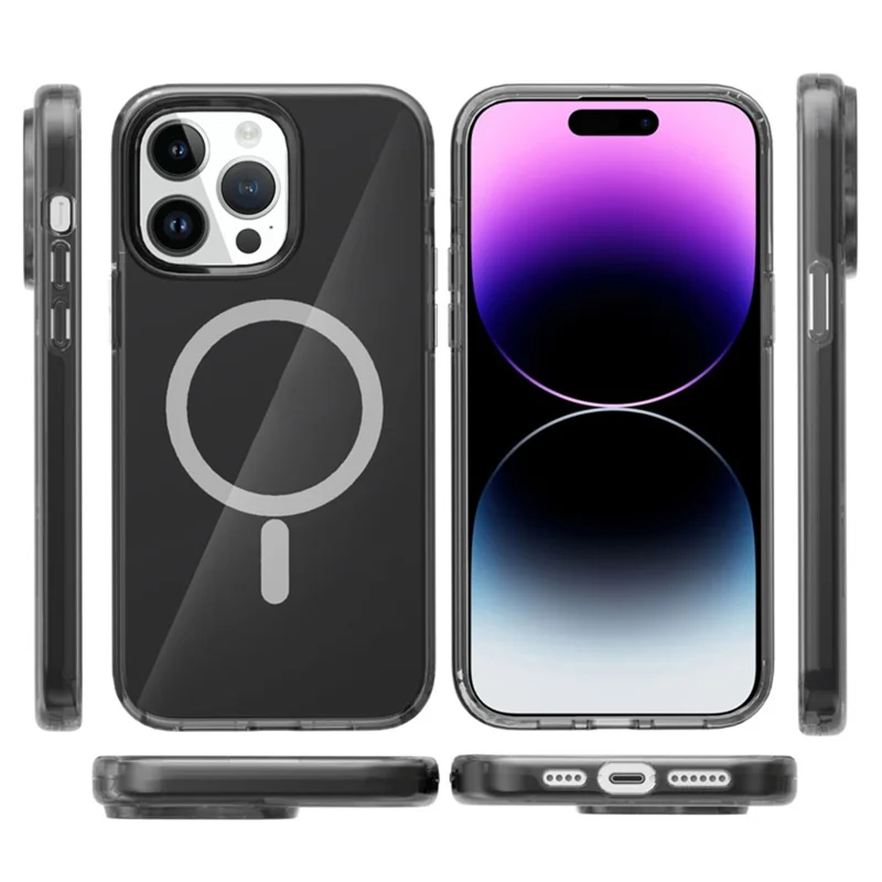 For iPhone 15 Pro Max Case Compatible with MagSafe PC+TPU Phone Protection Cover (MOQ: 100) - Transparent Black