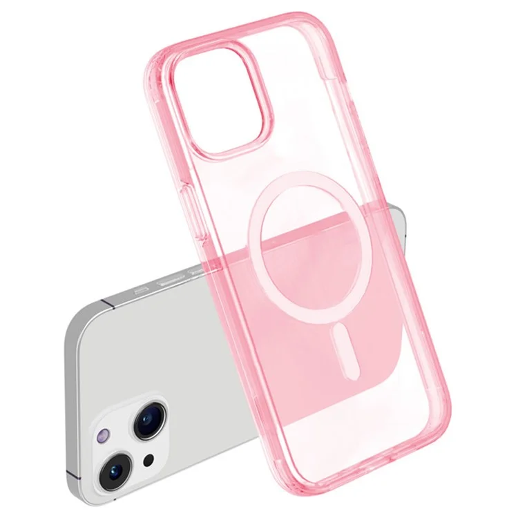 Für iPhone 13 kompatibel mit MagSafe-Hülle, transparente PC+TPU-Rückseite - Transparentes Pink
