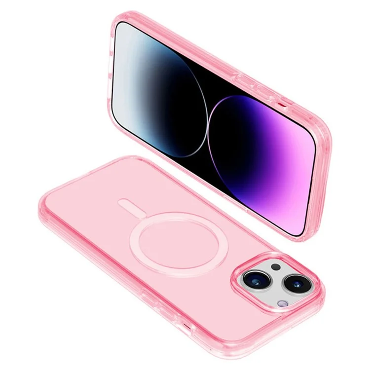 Für iPhone 13 kompatibel mit MagSafe-Hülle, transparente PC+TPU-Rückseite - Transparentes Pink