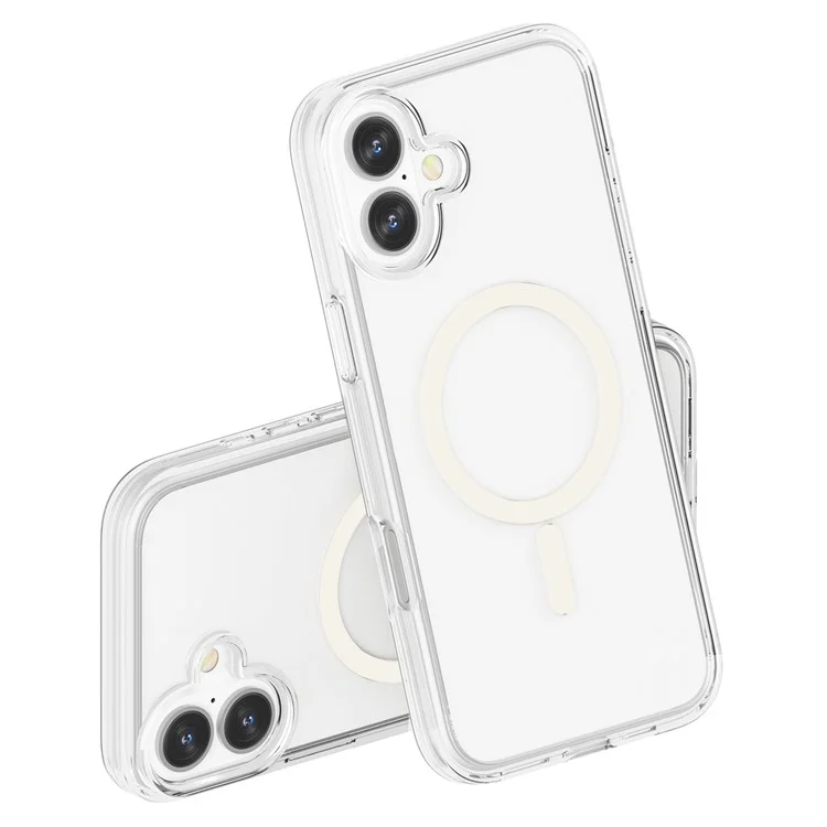 For iPhone 16 Plus Compatible with MagSafe Case Hard PC + Soft TPU Protective Shell - Transparent White