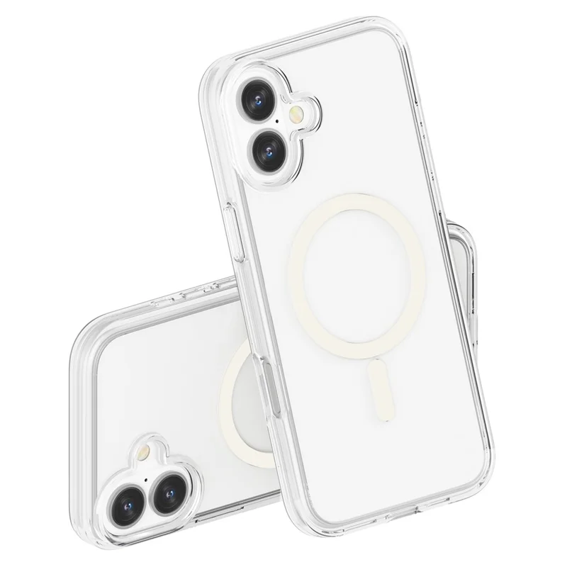 For iPhone 16 Magnetic Phone Case PC+TPU Scratch-Proof Cover Compatible with MagSafe - Transparent