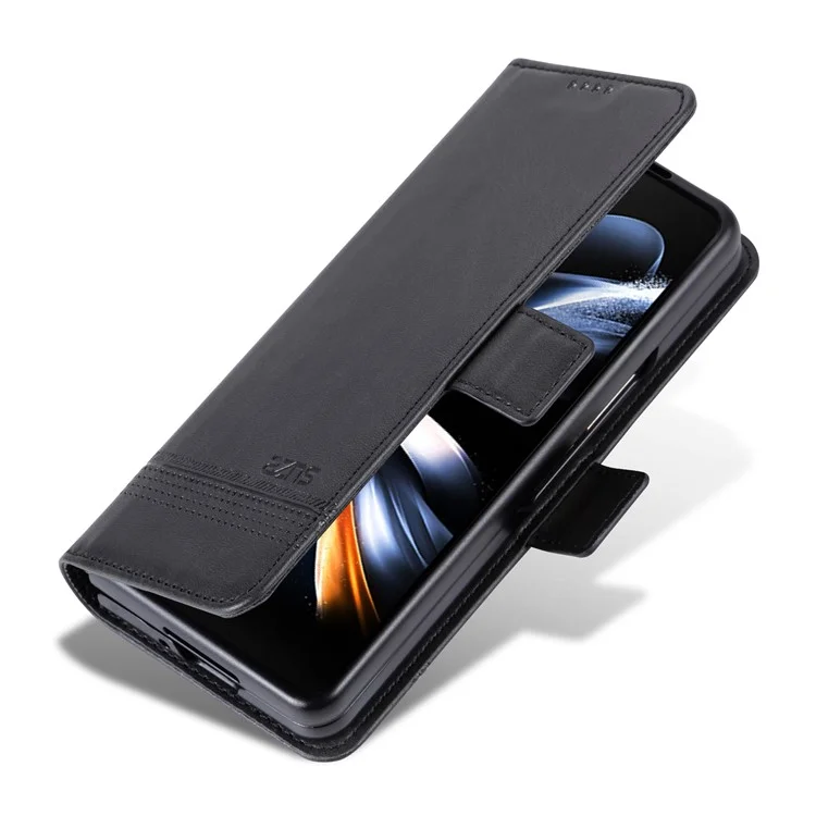 AZNS For Samsung Galaxy Z Fold6 5G Case Wallet PU Leather+PC Phone Cover - Black