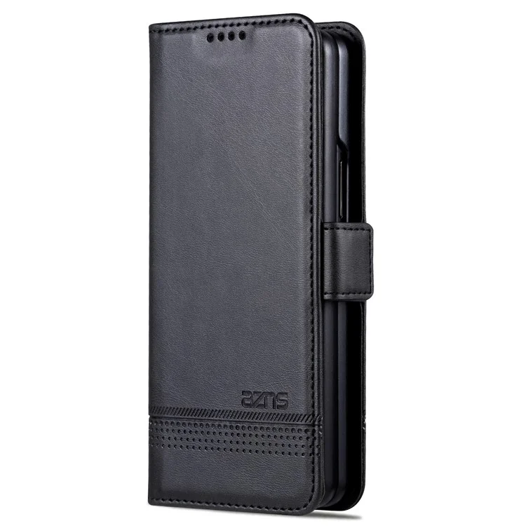 AZNS For Samsung Galaxy Z Fold6 5G Case Wallet PU Leather+PC Phone Cover - Black