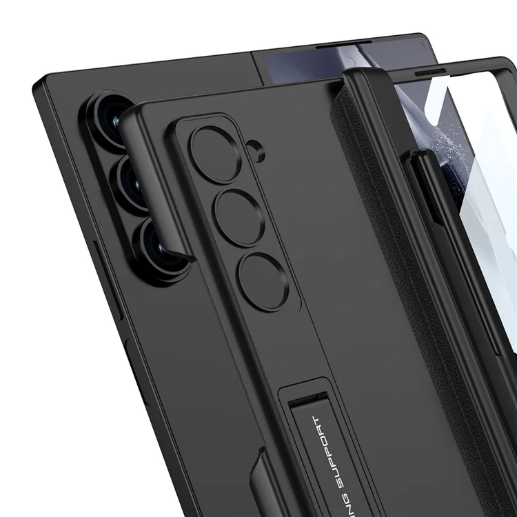 GKK Für Samsung Galaxy Z Fold6 5G Hülle Harte PC-Telefonabdeckung mit klarer Bildschirmfolie Magnetisches Scharnier - Schwarz
