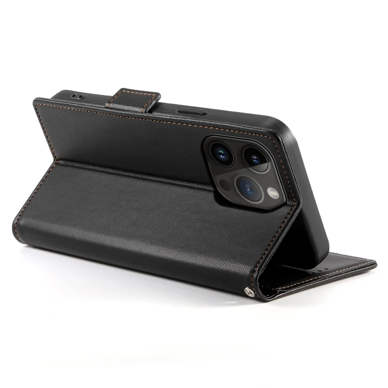 DF-010 For iPhone 14 Pro Case PU Leather Wallet Stand Phone Cover - Black