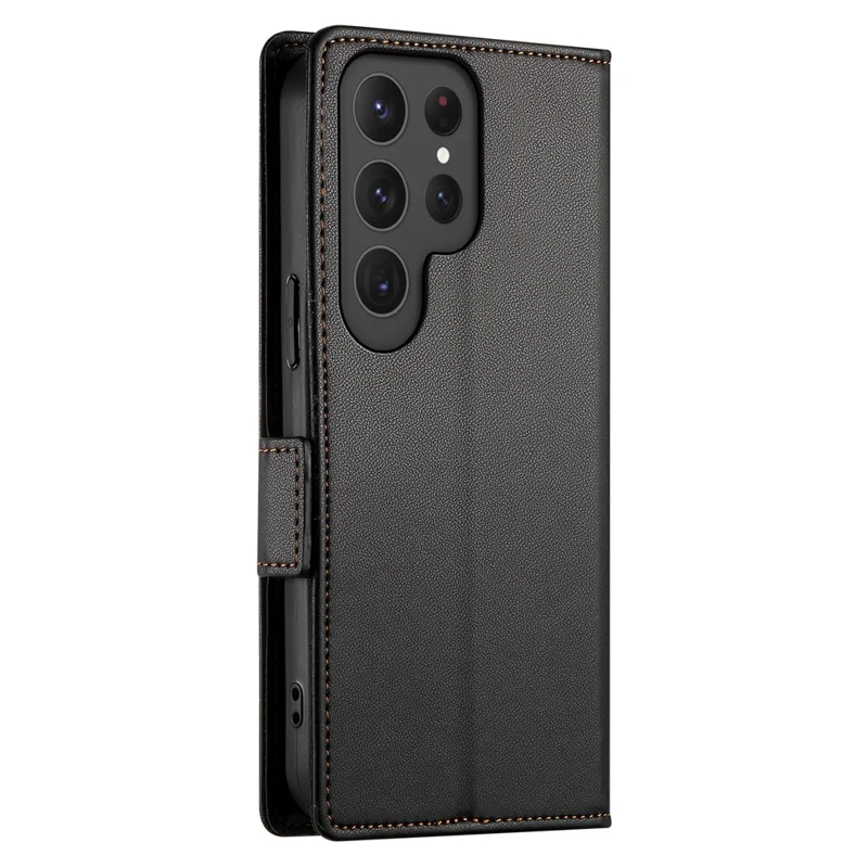 DF-010 For Samsung Galaxy S24 Ultra Case Leather Wallet Folio Flip Phone Cover - Black