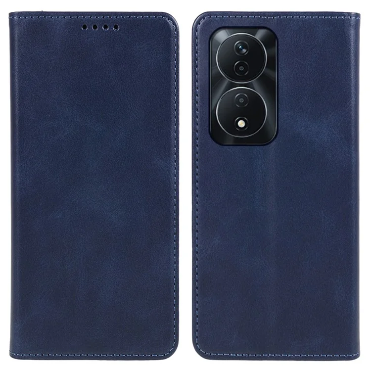 For Honor 90 Smart / X7b 4G Estojo de Telefone de Couro com Textura de Bezerro Capa de Carteira com Fecho Magnético - Azul