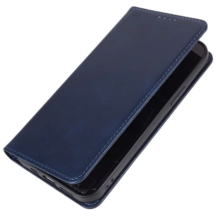 For Honor 90 Smart / X7b 4G Estojo de Telefone de Couro com Textura de Bezerro Capa de Carteira com Fecho Magnético - Azul