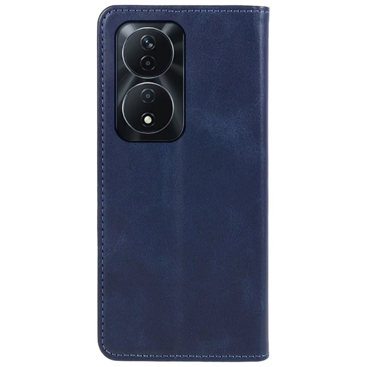 For Honor 90 Smart / X7b 4G Estojo de Telefone de Couro com Textura de Bezerro Capa de Carteira com Fecho Magnético - Azul