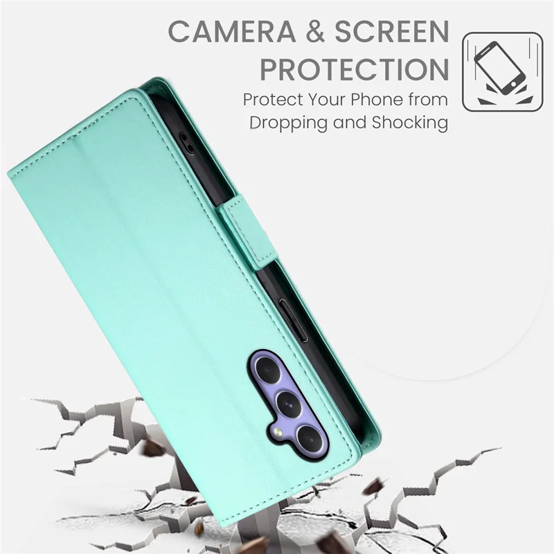 DF-010 For Samsung Galaxy A54 5G Case Magnetic Clasp Leather Stand Phone Cover - Mint Green