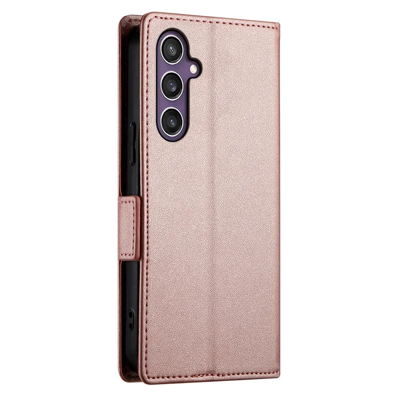 DF-010 For Samsung Galaxy S23 FE Case Drop Protection PU Leather Stand Phone Cover - Rose Gold