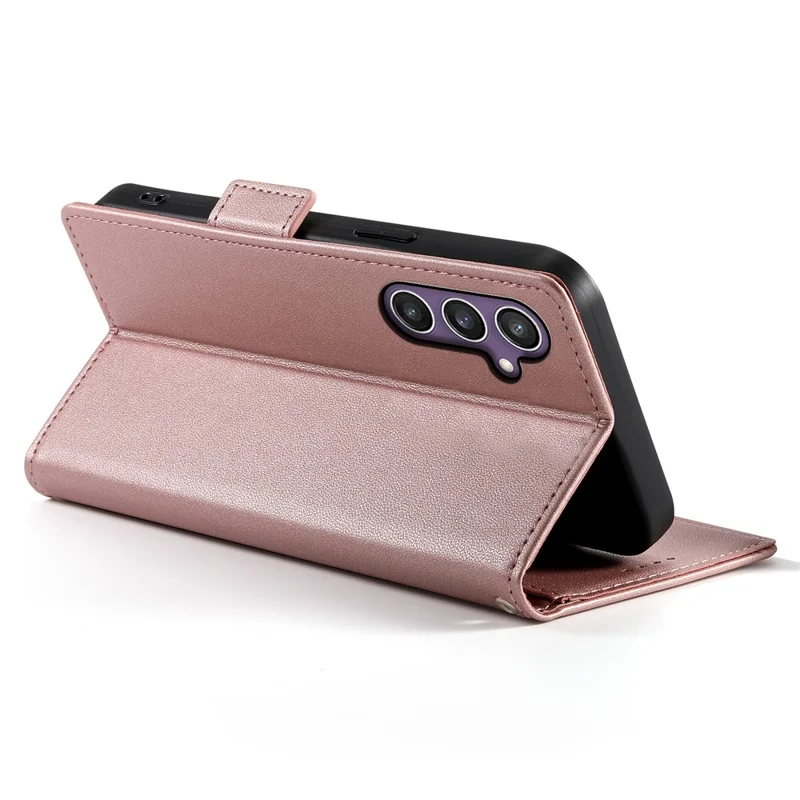 DF-010 For Samsung Galaxy S23 FE Case Drop Protection PU Leather Stand Phone Cover - Rose Gold