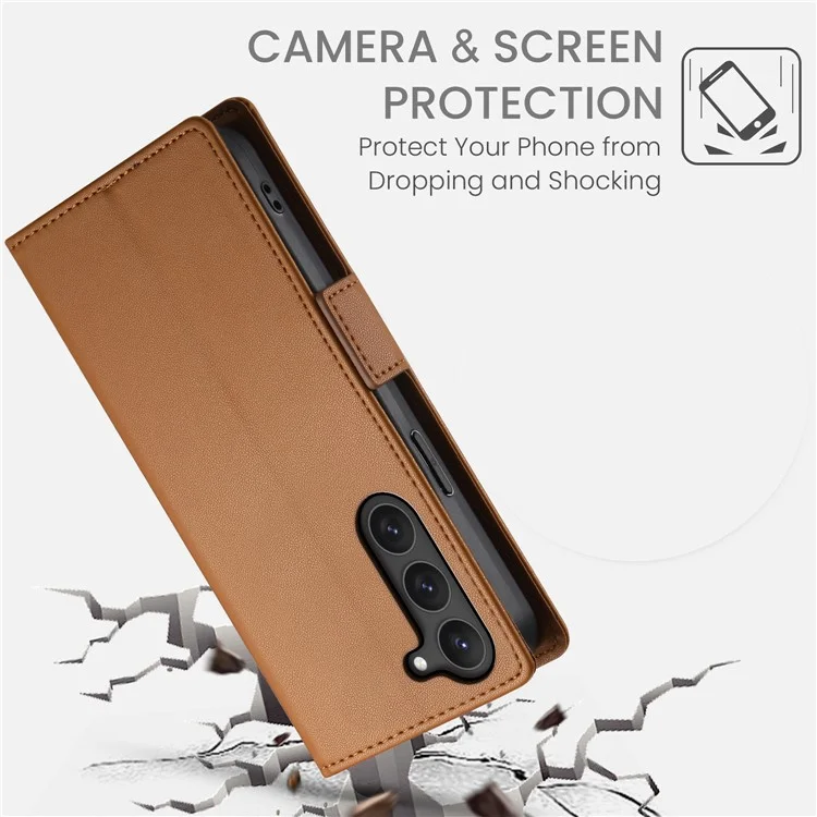 DF-010 für Samsung Galaxy S23 Case Einfarbige PU-Leder-Brieftaschen-Telefonhülle - Braun