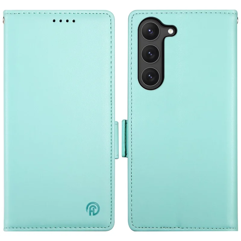 DF-010 For Samsung Galaxy S23 Case Solid Color PU Leather Wallet Stand Phone Cover - Mint Green