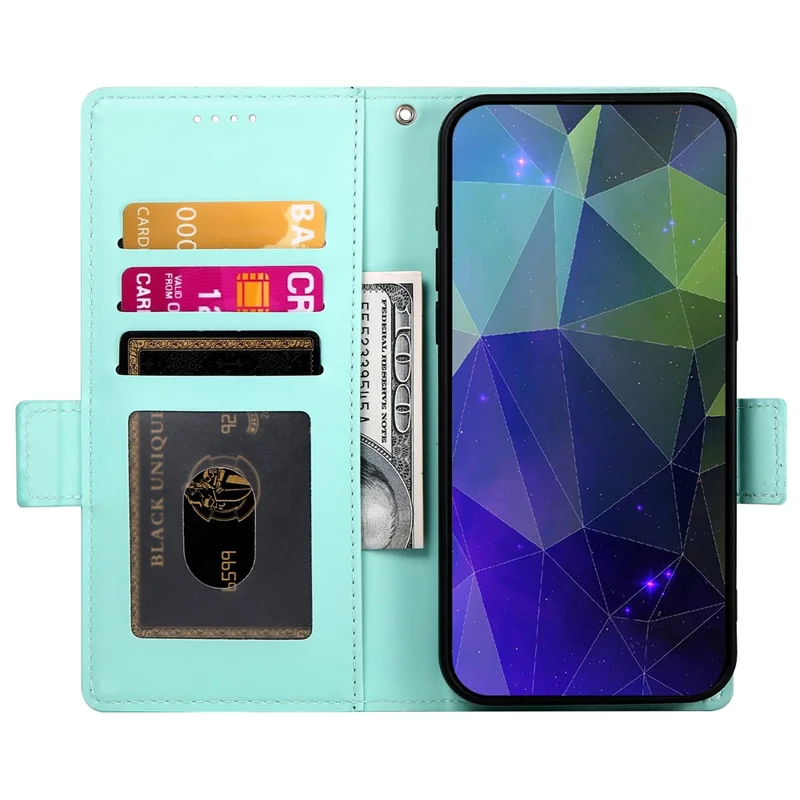 DF-010 For Samsung Galaxy S23 Case Solid Color PU Leather Wallet Stand Phone Cover - Mint Green