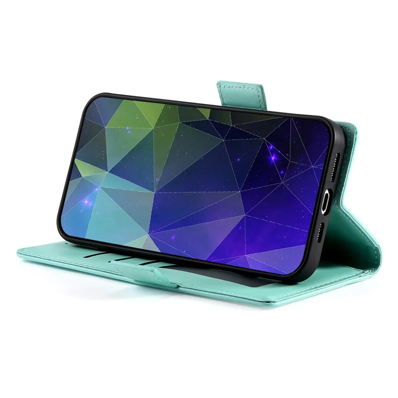 DF-010 For Samsung Galaxy S23 Case Solid Color PU Leather Wallet Stand Phone Cover - Mint Green