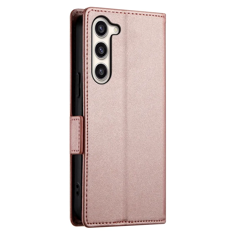 DF-010 For Samsung Galaxy S23+ Case PU Leather Shockproof Cell Phone Cover with Wallet - Rose Gold
