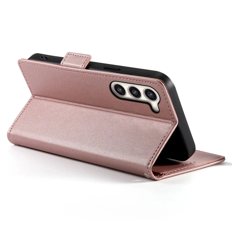 DF-010 For Samsung Galaxy S23+ Case PU Leather Shockproof Cell Phone Cover with Wallet - Rose Gold